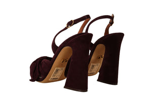 Dunkellila Wildleder Riemchensandalen Schuhe