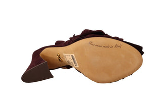 Dunkellila Wildleder Riemchensandalen Schuhe
