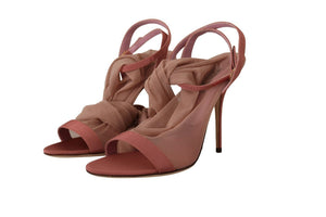 Rosa Tüll Stretch Riemchensandalen Schuhe