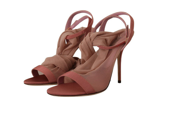 Rosa Tüll Stretch Riemchensandalen Schuhe