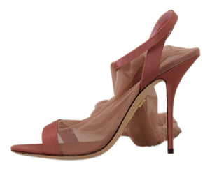 Rosa Tüll Stretch Riemchensandalen Schuhe