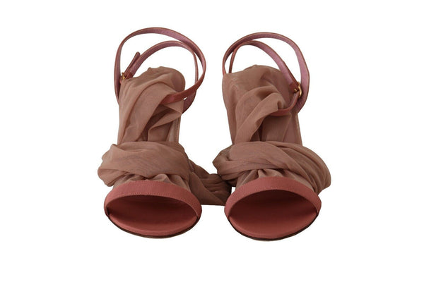 Rosa Tüll Stretch Riemchensandalen Schuhe