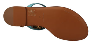 Blaue Leder Devotion Flats Sandalen