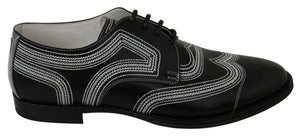 Schwarze Leder Derby Formal Weiße Spitzenschuhe