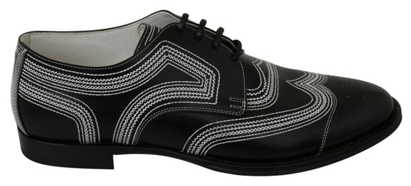 Schwarze Leder Derby Formal Weiße Spitzenschuhe