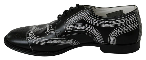 Schwarze Leder Derby Formal Weiße Spitzenschuhe