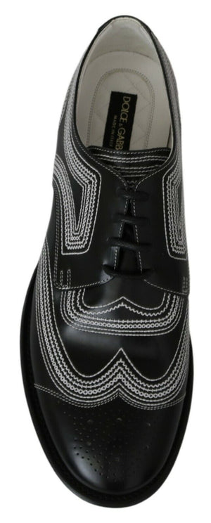 Schwarze Leder Derby Formal Weiße Spitzenschuhe