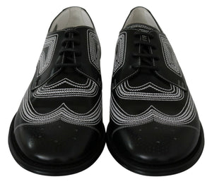 Schwarze Leder Derby Formal Weiße Spitzenschuhe