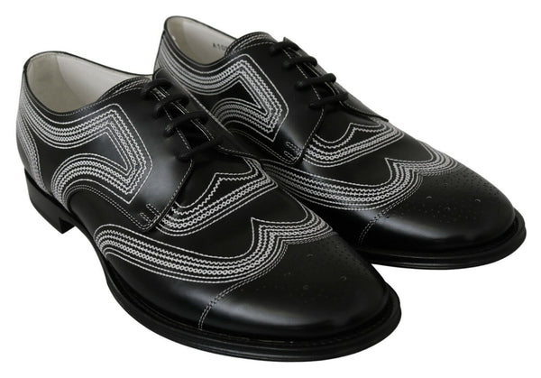 Schwarze Leder Derby Formal Weiße Spitzenschuhe