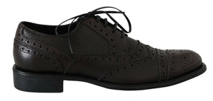 Braune Leder Wingtip Derby Formelle Schuhe