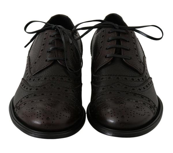 Braune Leder Wingtip Derby Formelle Schuhe