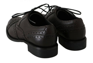 Braune Leder Wingtip Derby Formelle Schuhe