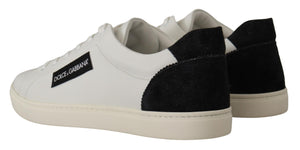 Weiß Schwarz Leder Halbschuhe Sneakers