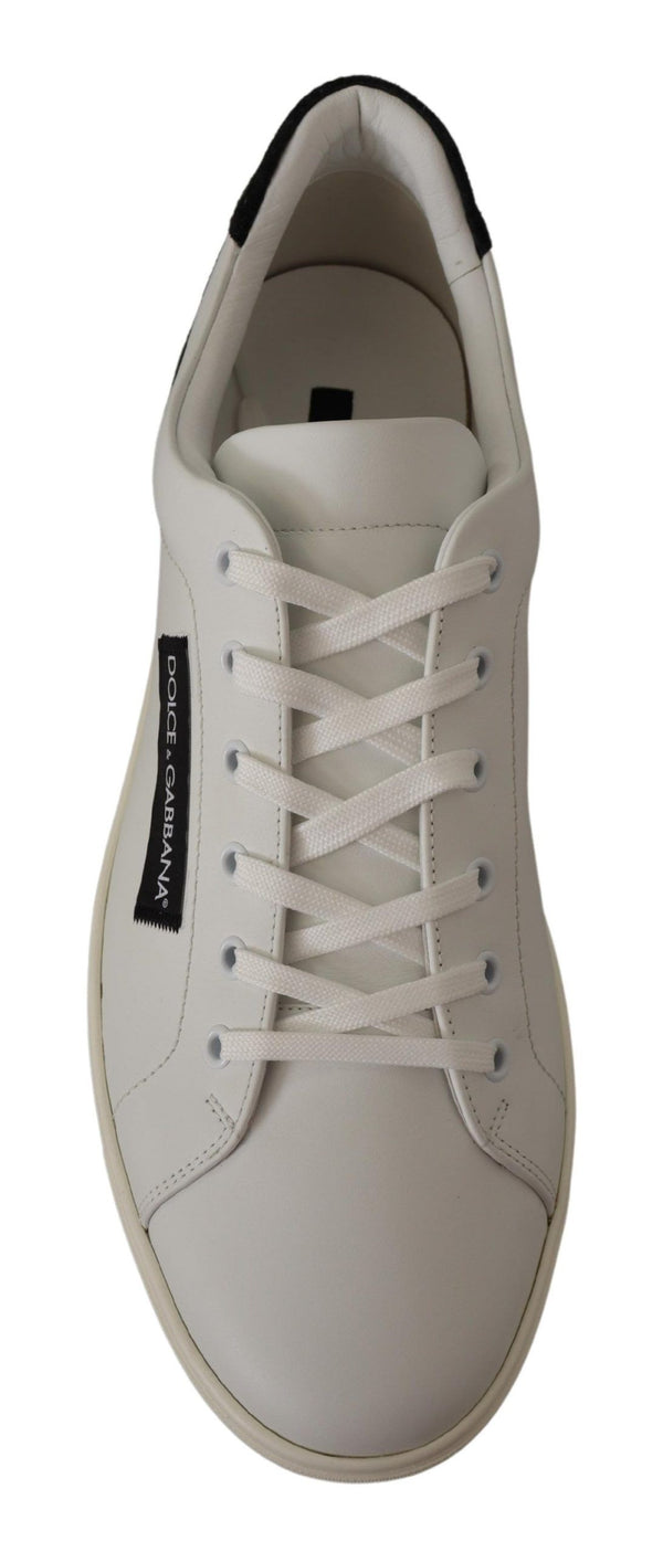 Weiß Schwarz Leder Halbschuhe Sneakers