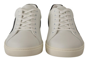Weiß Schwarz Leder Halbschuhe Sneakers