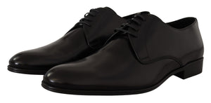 Schwarze Leder-Schnürschuhe für formelle Derbys