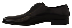 Schwarze Leder-Schnürschuhe für formelle Derbys