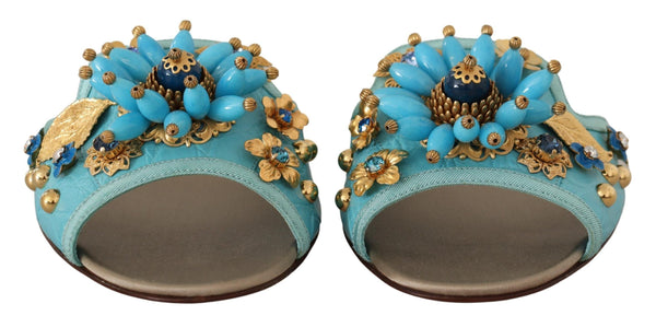 Blaue Kristall Exotische Leder Blaue Kristall Sandalen