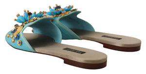 Blaue Kristall Exotische Leder Blaue Kristall Sandalen