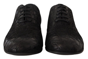 Schwarzes Kaimanleder Herren Oxford Schuhe