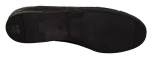 Schwarzes Kaimanleder Herren Oxford Schuhe