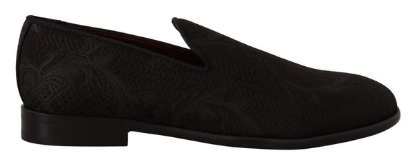 Schwarz Floral Brokat Hausschuhe Loafers Schuhe