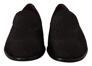 Schwarz Floral Brokat Hausschuhe Loafers Schuhe