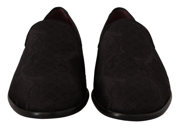 Schwarz Floral Brokat Hausschuhe Loafers Schuhe