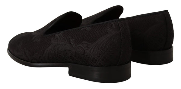 Schwarz Floral Brokat Hausschuhe Loafers Schuhe