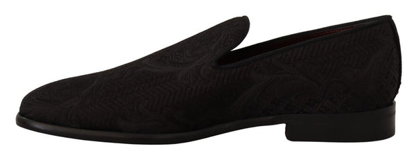 Schwarz Floral Brokat Hausschuhe Loafers Schuhe