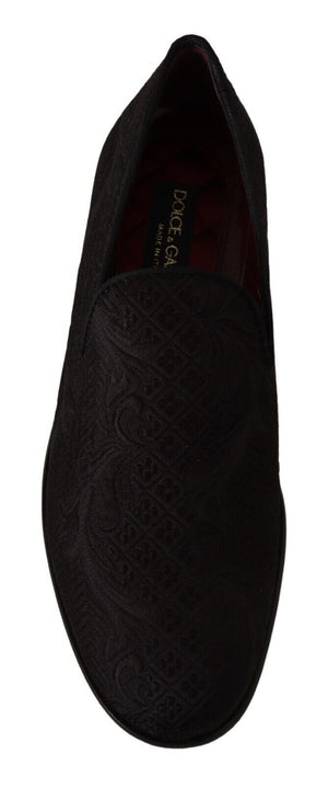 Schwarz Floral Brokat Hausschuhe Loafers Schuhe