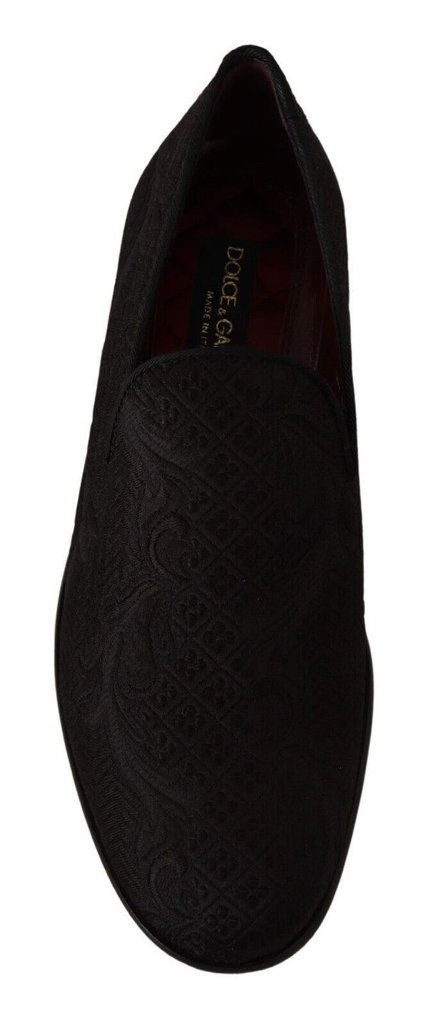 Schwarz Floral Brokat Hausschuhe Loafers Schuhe