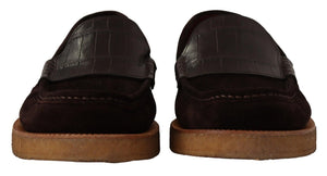 Braun Wildleder Slip On Flats Mokassin Schuhe