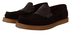 Braun Wildleder Slip On Flats Mokassin Schuhe