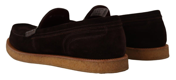 Braun Wildleder Slip On Flats Mokassin Schuhe