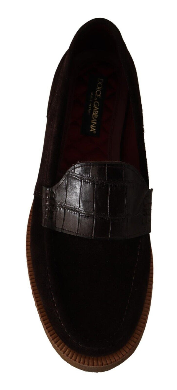 Braun Wildleder Slip On Flats Mokassin Schuhe