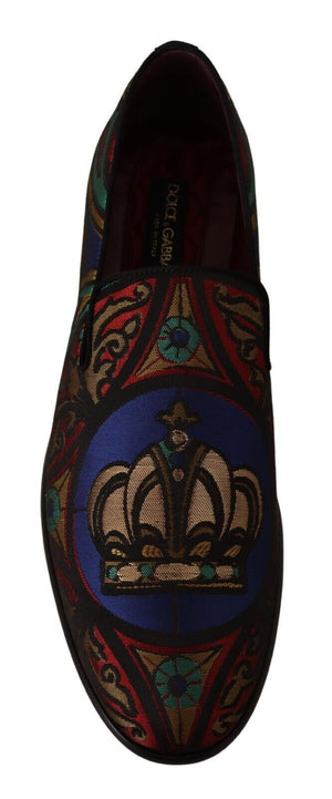 Multicolor Jacquard Krone Hausschuhe Loafers Schuhe