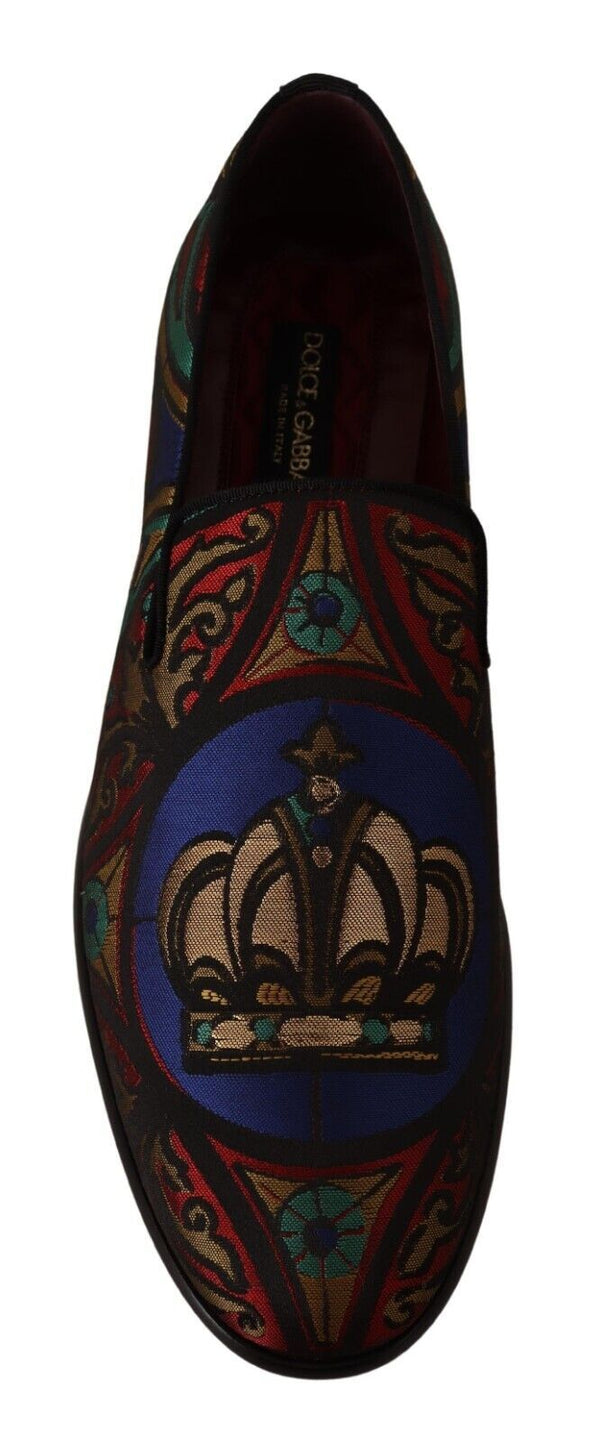 Multicolor Jacquard Krone Hausschuhe Loafers Schuhe