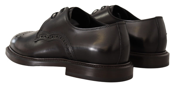 Schwarzes Leder Kleid Formelle Derby Schuhe