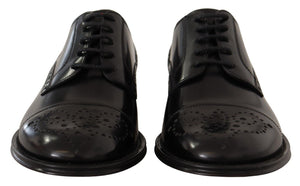 Schwarzes Leder Wingtip Herrenformal Derby Schuhe