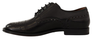 Schwarzes Leder Wingtip Herrenformal Derby Schuhe