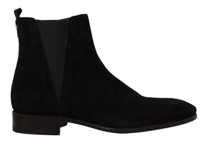 Schwarz Wildleder Leder Chelsea Herren Stiefel Schuhe