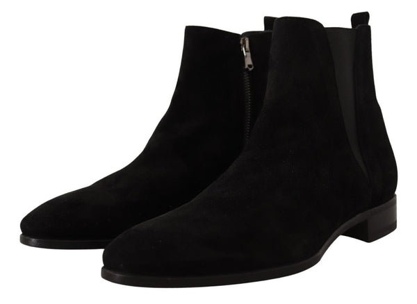 Schwarz Wildleder Leder Chelsea Herren Stiefel Schuhe