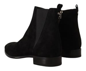 Schwarz Wildleder Leder Chelsea Herren Stiefel Schuhe