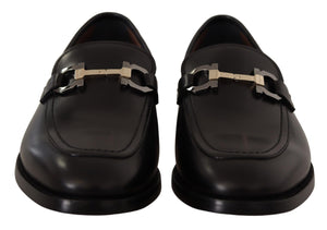 Suave Schwarz Leder Gancio Bit Loafers