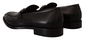 Suave Schwarz Leder Gancio Bit Loafers