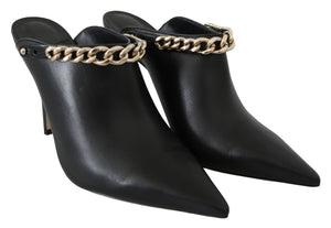 Elegante Schwarz-Gold Leder Pumps