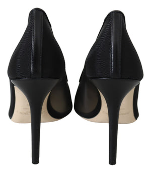 Elegante Schwarze Mesh Kristall Pumps