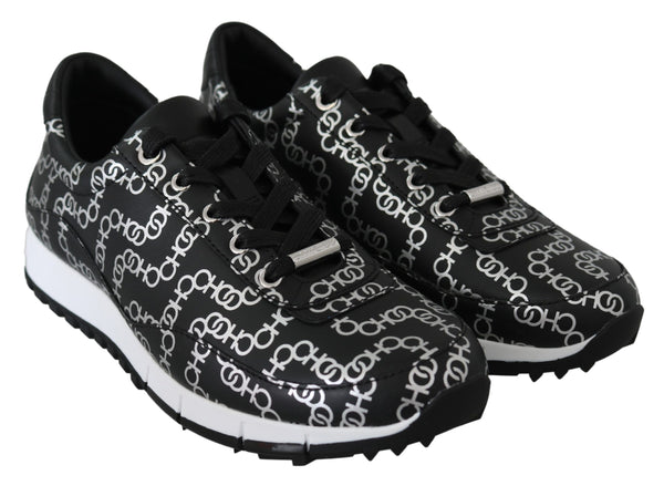 Elegante Leder-Sneakers in Schwarz und Silber