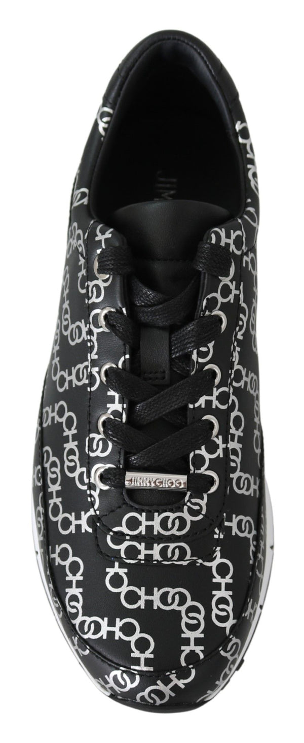 Elegante Leder-Sneakers in Schwarz und Silber